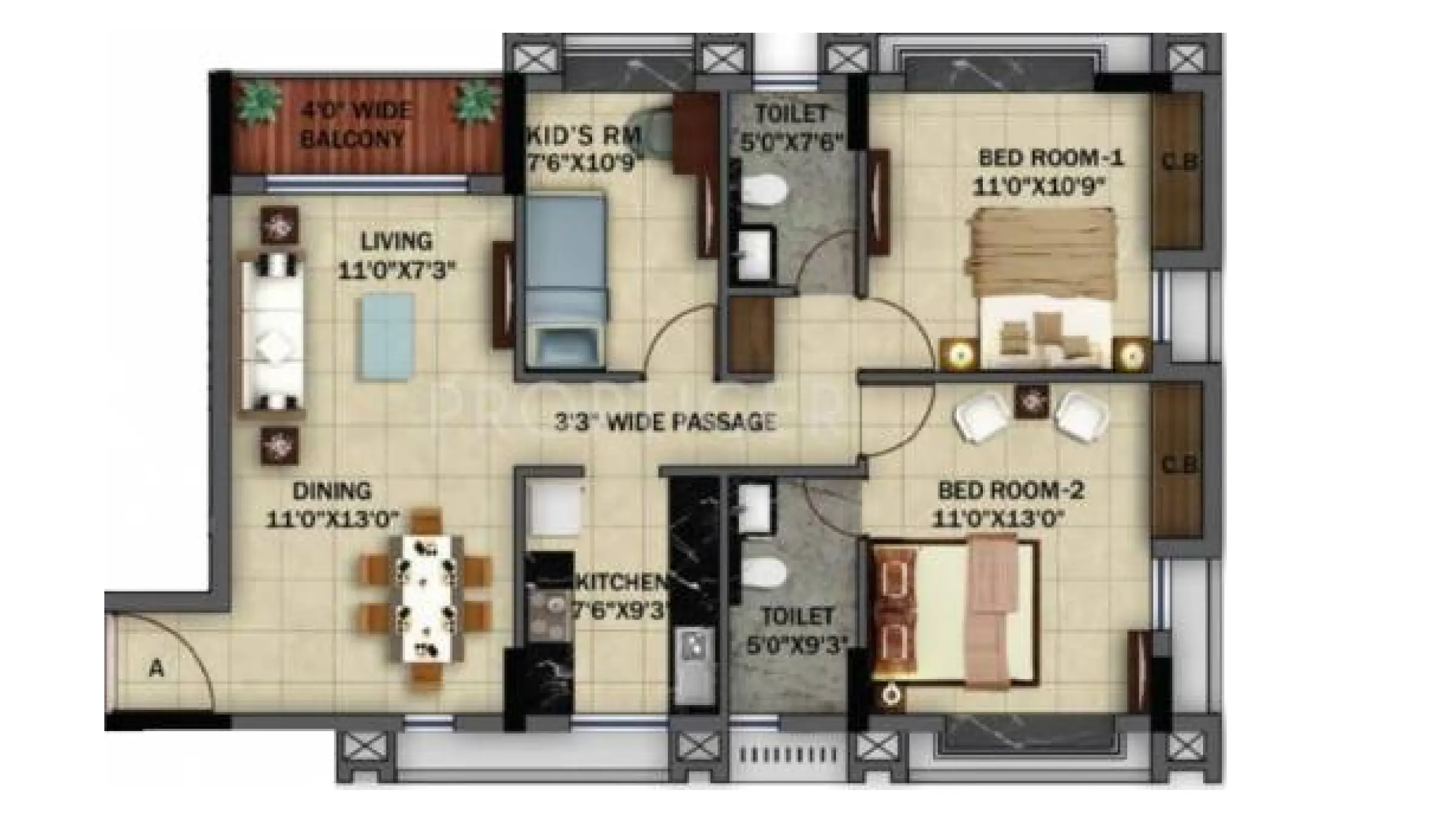 2 BHK + Study Thumbnail
